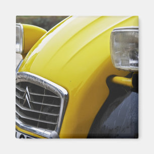 Imã Um velho Citroen 2CV 2 CV preto e amarelo, detalhe
