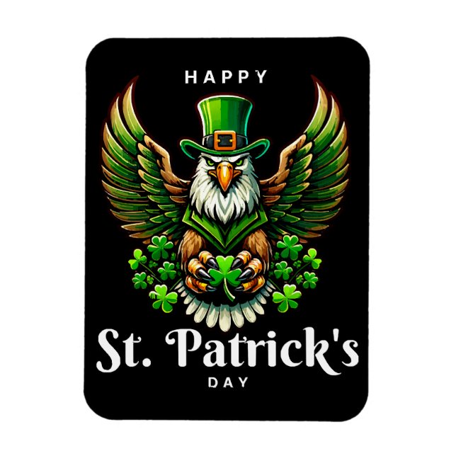 Ímã uma águia com chapéu de leprechaun verde (Vertical)