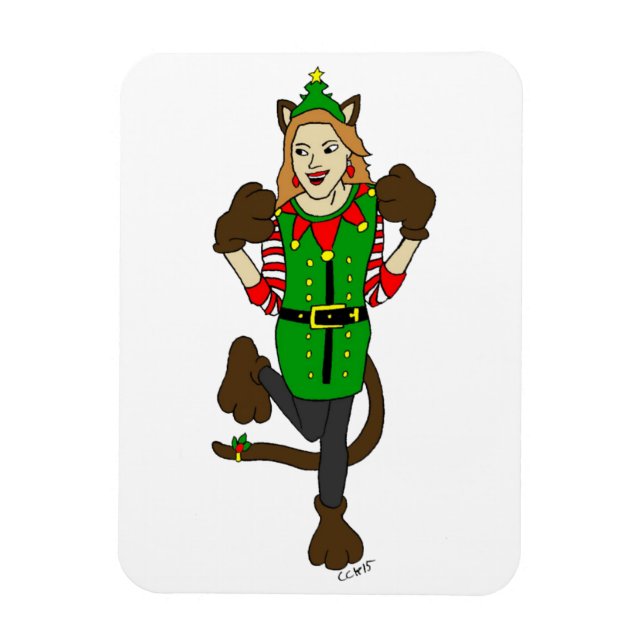 Ímã uma catalhadora de Natal (Vertical)