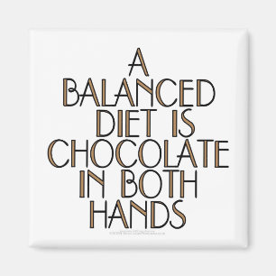 Imã Uma dieta equilibrada é chocolate em ambas as mã