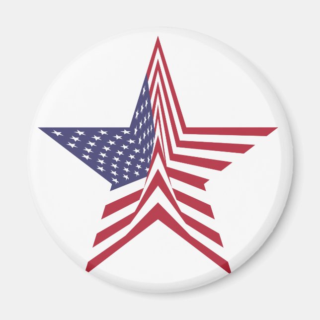 Imã Uma Estrela Com Um Padrão De Bandeira Americano (Frente)