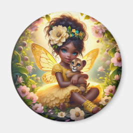 Imã Uma Fada e seu Cubo Leão - Amarelo - Magneta