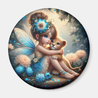 Imã Uma Fada e seu Cubo Leão - Magneta Azul