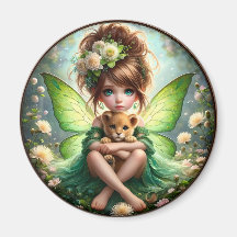 Uma Fada e seu Cubo Leão - Magneta Verde