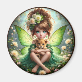 Imã Uma Fada e seu Cubo Leão - Magneta Verde