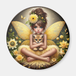 Imã Uma Fada e seu Cubo-Leopardo - Magneta Amarela