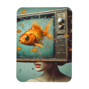 Ímã Uma fêmea de TV de peixe-dourado Cabeça de Retro T