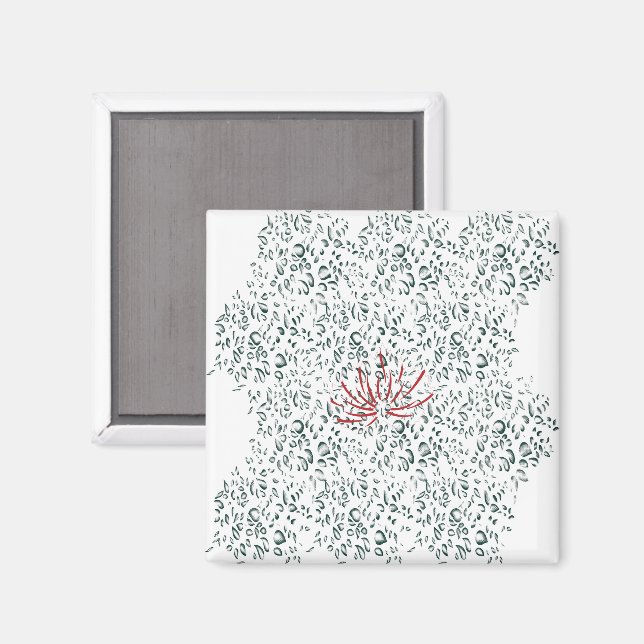 Imã uma flor vermelha sobre fundo preto (Front/Back)