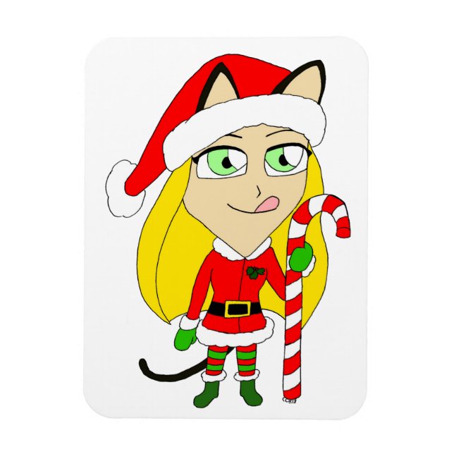 Ímã Uma garota chibi de Natal (Vertical)