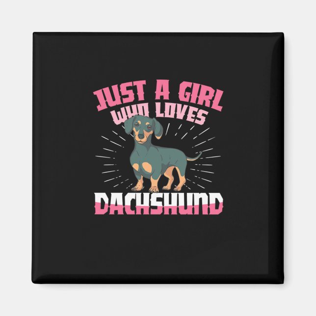 Imã Uma garota que ama Dachshund (Frente)