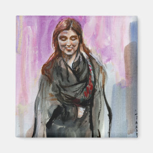 Imã Uma garota sorridente de preto