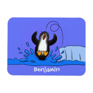 Ímã Uma ilustração de desenho animado de pinguins de