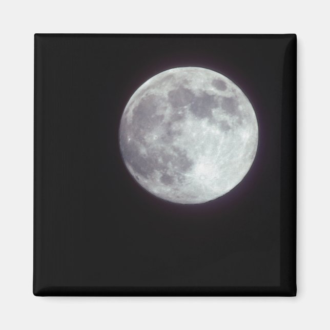 Imã Uma lua cheia brilhante em um céu noturno negro. (Frente)