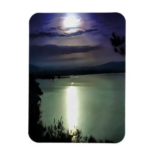 Ímã Uma Lua Cheia Que Reflete A Arte Náutica Do Egeu