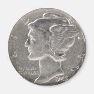 Imã Uma moeda de dez centavos fina