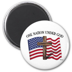 Imã Uma nação sob Deus com cruz e bandeira dos EUA