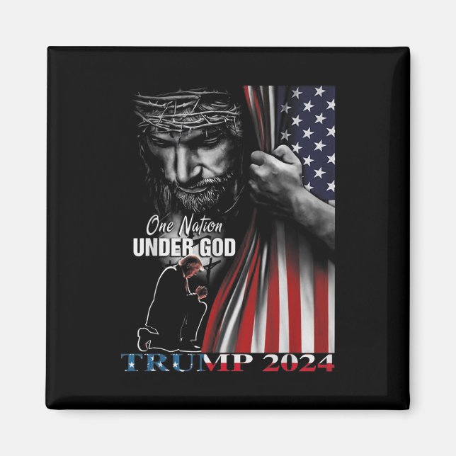 Imã Uma Nação Sob Deus Trump 2024, Bandeira de Deus Am (Frente)
