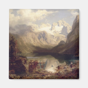 Imã Uma paisagem alpina extensiva do lago, 1862 (óleo