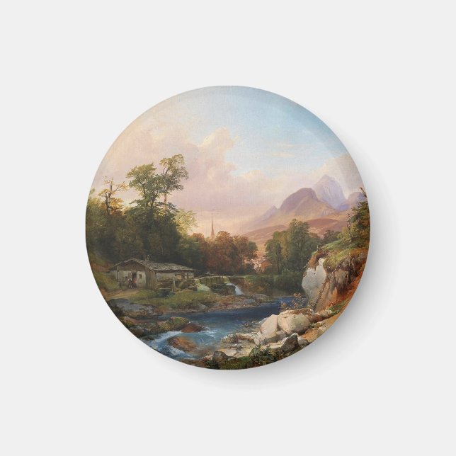 Imã Uma paisagem de montanha com um Smithy (Frente)