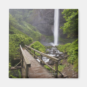 Imã Uma ponte sobre o Rio Columbia e quedas de