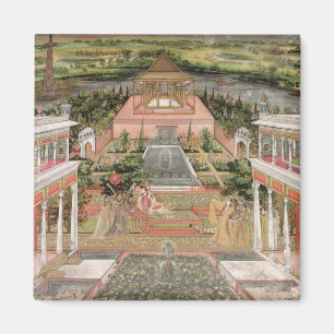 Imã Uma princesa de Mughal em seu jardim (gouache no