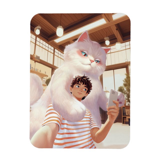 Ímã Uma Selfie com o Gigante Fluffy (Vertical)