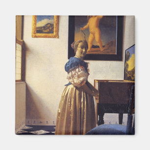 Imã Uma senhora Standing no Virginal