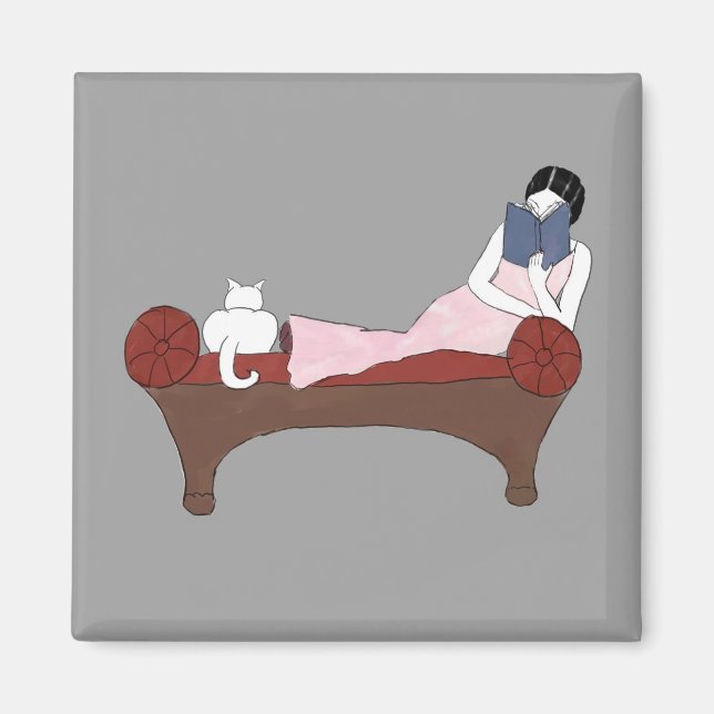 Imã Uma Senhora, Um Gato e Um Bom Magneta De Livro (Frente)
