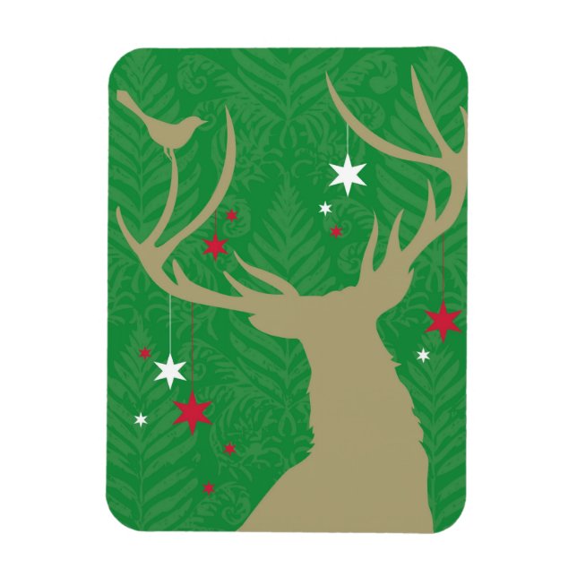 Ímã Uma silhueta de cervo com estrelas penduradas na s (Vertical)