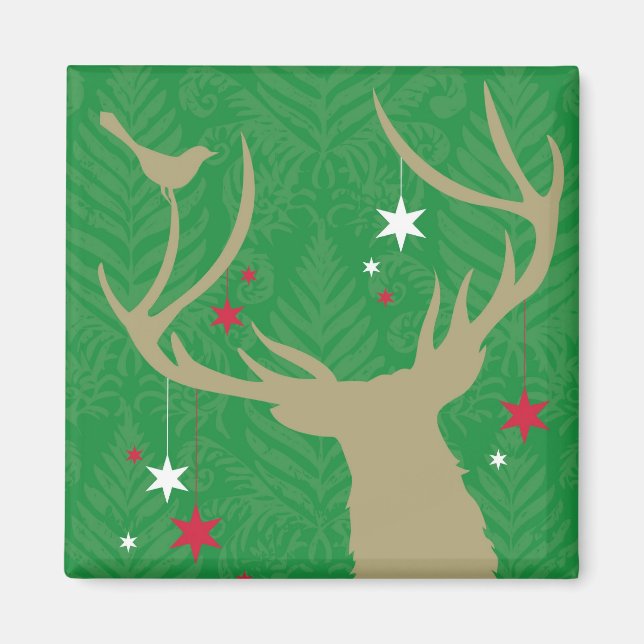 Imã Uma silhueta de cervo com estrelas penduradas na s (Frente)