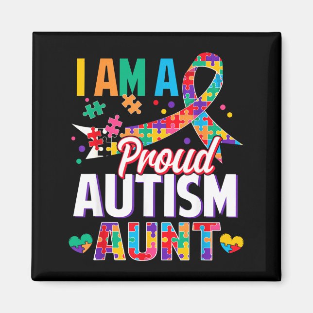 Imã Uma Tia Orgulhosa do Autismo Peça do Quebra-cabeça (Frente)
