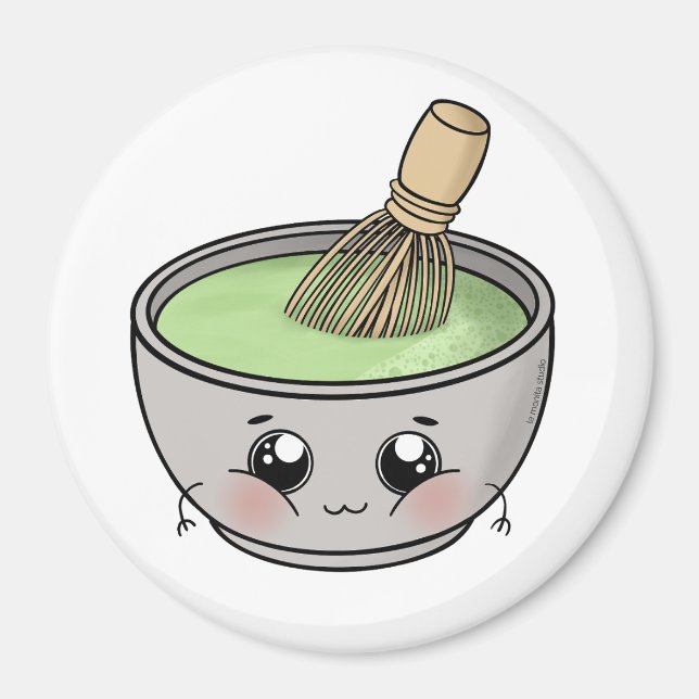 Imã Uma tigela de chá matcha - Kawaii (Frente)