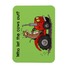 Ímã Uma vaca feliz e bonita dirigindo um desenho de tr