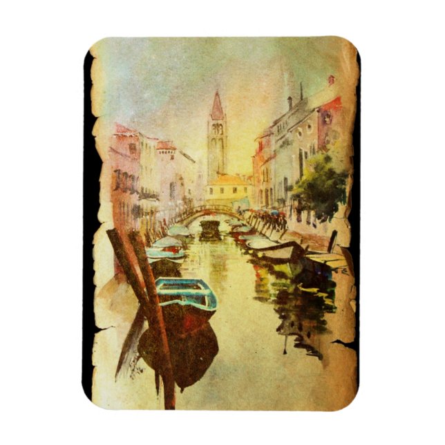 Ímã Uma Visão Do Canal Com Barcos E Edifícios (Vertical)