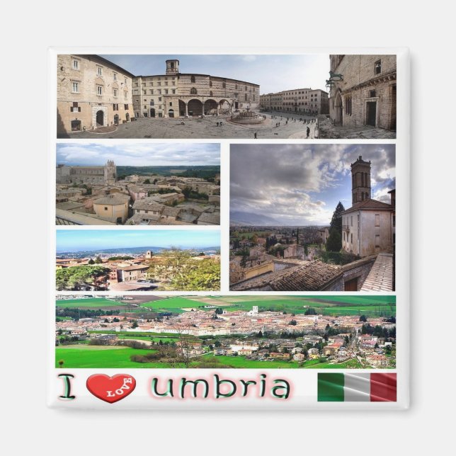 Imã UMB004 UMBRIA I Love, Mosaic, Itália, Fridge (Frente)