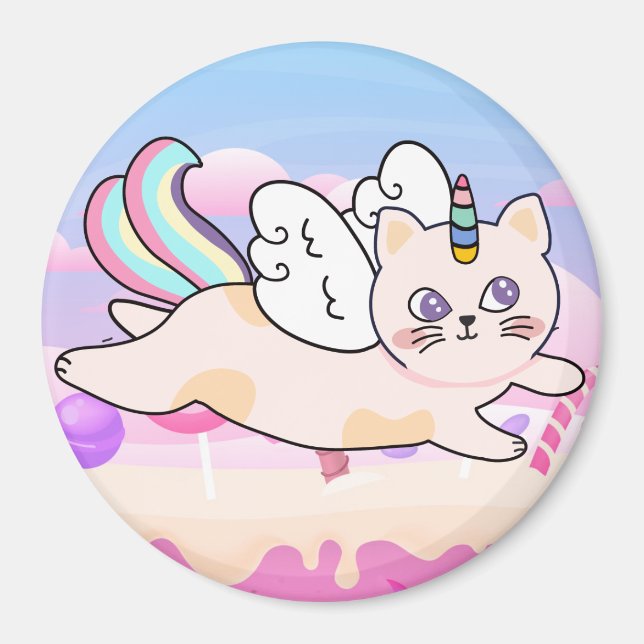 Imã Unicorn Cat Magnet (Frente)