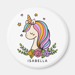 Imã Unicorn Cute Whimsical Girly Personalised Name
