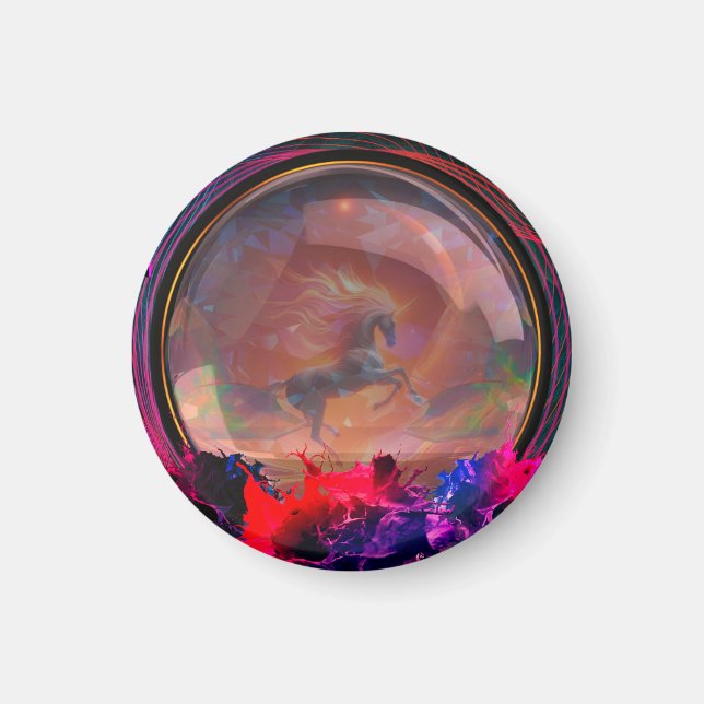 Imã Unicorn de apresentação de cores (Frente)