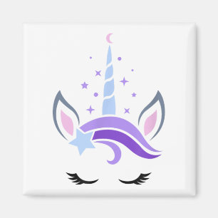 Imã Unicorn Face Eyelashes Celestial Moon Star Boho Lu