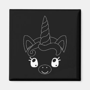 Imã Unicorn Face Halloween Costume Kid Unicorn Cute Ey