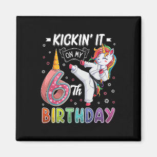 Imã Unicorn Karate 6 Birthday, 6 anos Taekwo