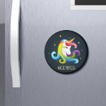 Imã Unicorn Magic Princess<br><div class="desc">Esta design apresenta um maravilhoso e brilhante unicórnio com ouro de corno com um fundo de estrelas e a tipografia moderna "Magical Princess" escrita em ouro. Um presente incrível para ela.</div>
