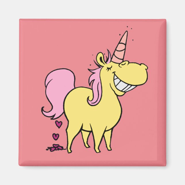 Imã unicorn pink magnet square (Frente)