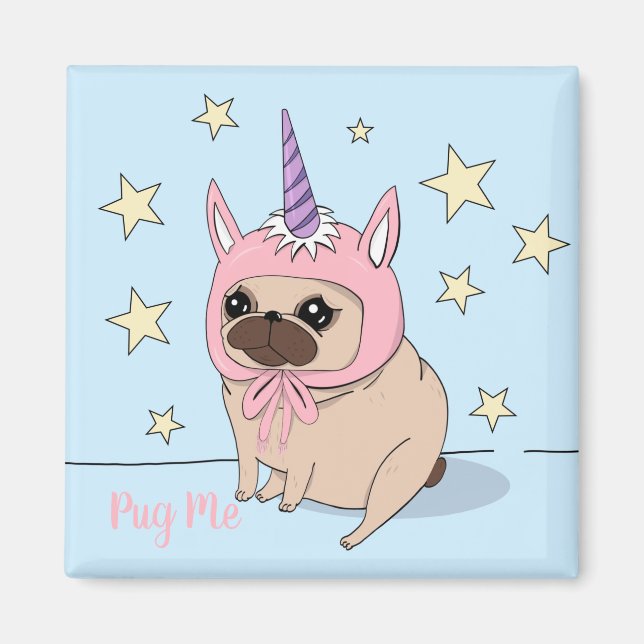 Imã Unicorn Pug (Frente)