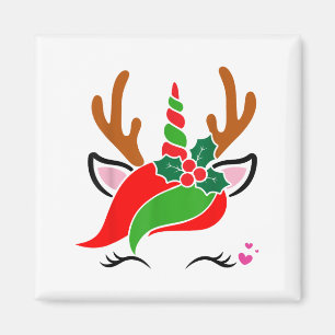 Imã Unicorn Reindeer Face Bonita Natal Engraçado
