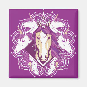 Imã Unicorn Roxo Mandala