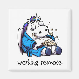 Imã Unicorn trabalhando remoto