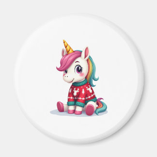 Imã Unicorn with Christmas Sweater Unicorn Girls Chris