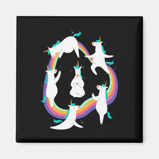Imã Unicorn Yoga Sun Salutation Poses Rainbow Meme 