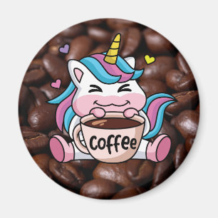 Imã Unicórnio Bonito com Café